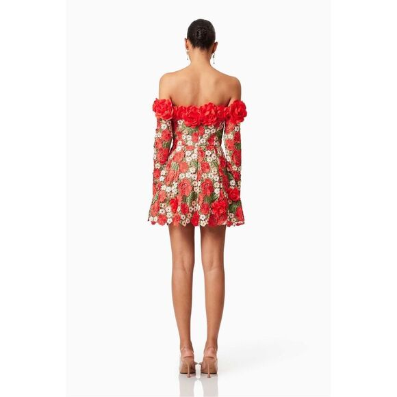 Elliatt Roselyn Long Sleeve Dress In Red wedding  birthday Vibe size S NWT $615 - Picture 3 of 6